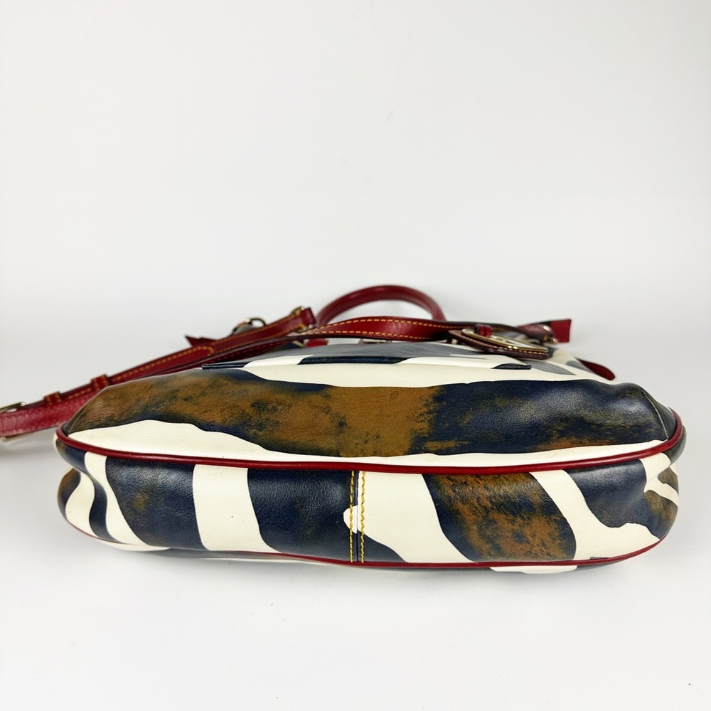 Dooney & Bourke Zebra Print Red Leather Hobo Western Satchel Crossbody Bag Purse - Picture 12 of 16